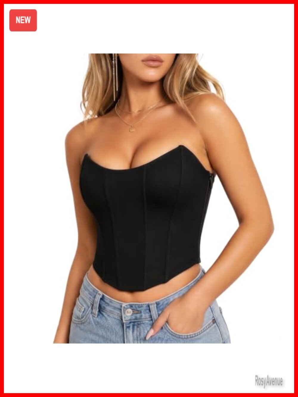 WERFORU Women Mesh Strapless Corset Top Lace Bustier Side Zipper